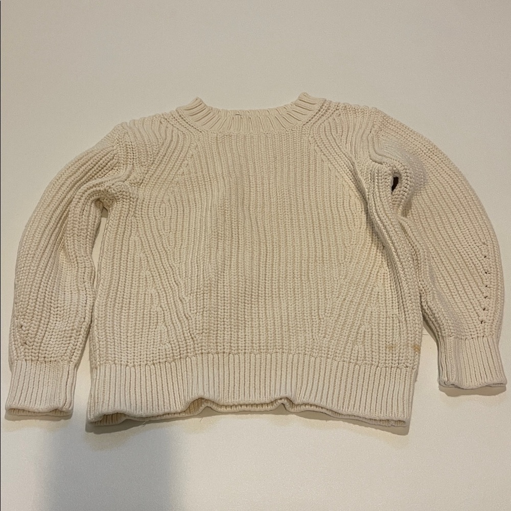 Everlane Elegant The Texture Cotton Crewneck Cream Knit Sweater